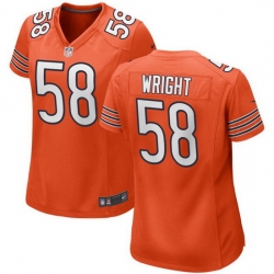 Women Chicago Bears 58 Darnell Wright Orange Stitched Game Jersey