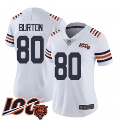 Women Chicago Bears 80 Trey Burton White 100th Season Limited Football Jersey