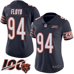 Women Chicago Bears 94 Leonard Floyd Navy Blue Team Color 100th Season Limited Football Jersey