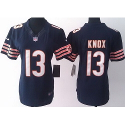 Women Nike Chicago Bears 13 Johnny Knox Blue LIMITED Jerseys