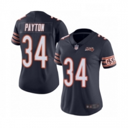 Womens Chicago Bears 34 Walter Payton Navy Blue Team Color 100th Season Limited Football Jersey