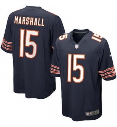 Youth Nike Chicago Bears 15# Brandon Marshall Game Navy Blue Color Jersey