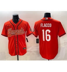 Men Cincinnati Bengals 16 Joe Flacco Orange With Patch Cool Base Stitched Baseball Jersey Men Cincinnati Bengals 16 Joe Flacco Orange With Patch Cool Base Stitched Baseball Jersey