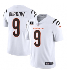 Men Cincinnati Bengals 2022 #9 Joe Burrow White With 3-star C Patch Vapor Limited Stitched NFL Jersey