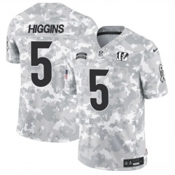 Men Cincinnati Bengals 5 Tee Higgins 2024 F U S E Arctic Camo Salute To Service Limited Stitched Football Jersey