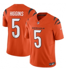 Men Cincinnati Bengals 5 Tee Higgins Orange 2023 F.U.S.E. Vapor Untouchable Limited Stitched Jersey