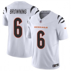 Men Cincinnati Bengals 6 Jake Browning White 2023 F U S E  Vapor Untouchable Limited Stitched Jersey