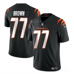 Men Cincinnati Bengals 77 Trent Brown Black Vapor Untouchable Limited Stitched Jersey