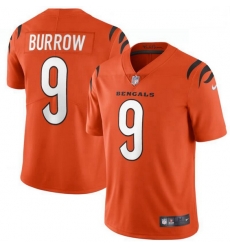 Men Nike Cincinnati Bengals 9 Joe Burrow Orange Vapor Limited Jersey