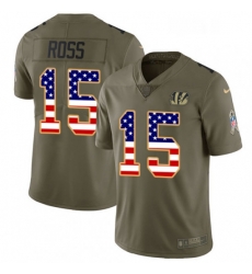 Mens Nike Cincinnati Bengals 15 John Ross Limited OliveUSA Flag 2017 Salute to Service NFL Jersey