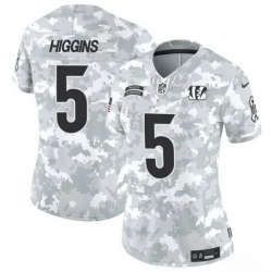 Women Cincinnati Bengals 5 Tee Higgins 2024 F U S E Arctic Camo Salute To Service Limited Stitched Football Jersey