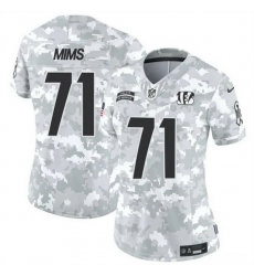 Women Cincinnati Bengals 71 Amarius Mims 2024 F U S E Arctic Camo Salute To Service Limited Stitched Football Jersey