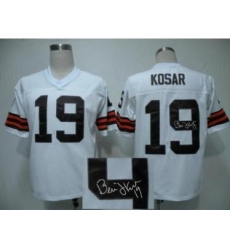 Cleveland Browns 19 Bernie Kosar White Throwback M&N Signed NFL Jerseys