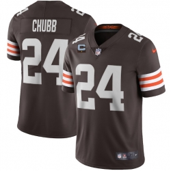 Men Cleveland Browns 2022 #24 Nick Chubb Brown With 1-star C Patch Vapor Untouchable Limited NFL Stitched Jersey