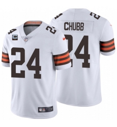 Men Cleveland Browns 2022 #24 Nick Chubb White With 1-star C Patch Vapor Untouchable Limited NFL Stitched Jersey