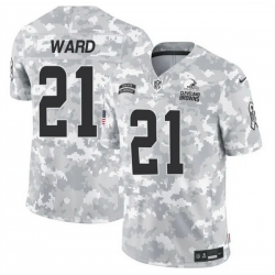 Men Cleveland Browns 21 Denzel Ward 2024 F U S E Arctic Camo Salute To Service Limited Stitched Football Jersey