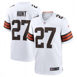 Men Cleveland Browns 27 Kareem Hunt White Stitched Game Jersey