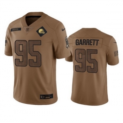 Men Cleveland Browns 95 Myles Garrett 2023 Brown Salute To Service Limited Stitched Jersey