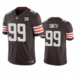 Men Cleveland Browns 99 Za 27Darius Smith Brown 2023 F U S E  With Jim Brown Memorial Patch Vapor Untouchable Limited Stitched Jersey