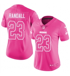 Nike Browns #23 Damarious Randall Pink Womens Stitched NFL Limited Rush Fashion Jersey