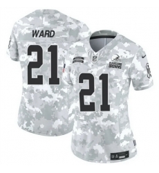 Women Cleveland Browns 21 Denzel Ward 2024 F U S E Arctic Camo Salute To Service Limited Stitched Jersey