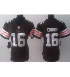 Women Nike Cleveland Browns 16 Josh Cribbs Brown NFL Jerseys