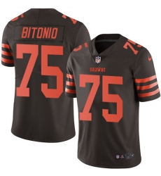 Youth Nike Browns 75 Joel Bitonio Brown Stitched NFL Limited Rush Jersey