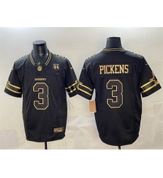 Men Dallas Cowboys 3 George pickens Black Gold 2025 F U S E  94 Marshawn Kneeland Memorial Patch Vapor Limited Stitched Football Jersey