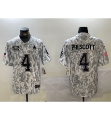 Men Dallas Cowboys 4 Dak Prescott 2024 F U S E Arctic Camo Salute To Service Limited Stitched Football Jersey