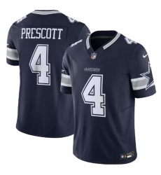 Men Dallas Cowboys 4 Dak Prescott Navy 2023 F U S E  Vapor Limited Stitched Football Jersey