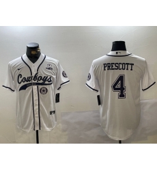 Men Dallas Cowboys 4 White Team With Patch Cool Base Stitched Baseball Jersey