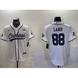 Men Dallas Cowboys 88 CeeDee Lamb White 2022 Olive Salute To Service Cool Base Stitched Baseball Jersey 6