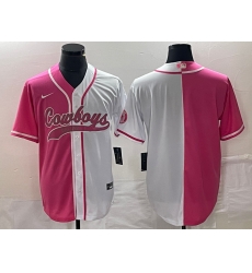 Men Dallas Cowboys Blank Pink White Split Cool Base Stitched Baseball Jersey