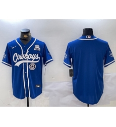 Men Dallas Cowboys Blank Royal With Patch Cool Base Stitched Baseball Jersey 2