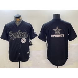 Men Dallas Cowboys Team Big Logo Black With Patch Cool Base Stitched Baseball Jersey 15