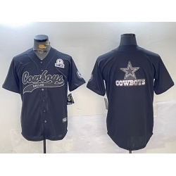 Men Dallas Cowboys Team Big Logo Black With Patch Cool Base Stitched Baseball Jersey 16