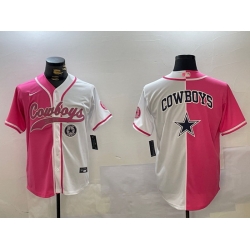 Men Dallas Cowboys big logo Red White With Patch Cool Base Stitched Baseball Jersey 11