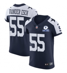 Nike Cowboys 55 Leighton Vander Esch Navy Blue Thanksgiving Men Stitched With Established In 1960 Patch NFL Vapor Untouchable Throwback Elite Jersey