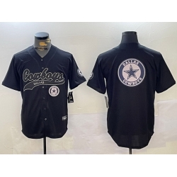 men dallas cowboys team big logo black with patch cool base stitched baseball jersey II