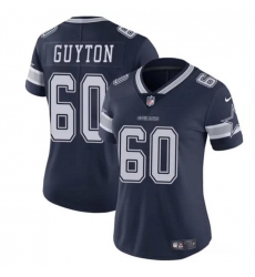 Women Dallas Cowboys 60 Tyler Guyton Navy 2024 Draft Vapor Limited Stitched Football Jersey