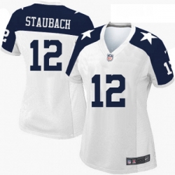 Womens Nike Dallas Cowboys 12 Roger Staubach Elite White Throwback Alternate NFL Jersey