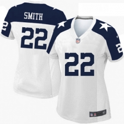 Womens Nike Dallas Cowboys 22 Emmitt Smith Limited White Throwback Alternate NFL Jersey