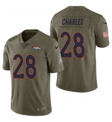 Denver Broncos #28 Jamaal Charles Olive 2017 Salute to Service Limited Jersey