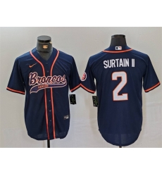 Men Denver Broncos 2 Pat Surtain II Navy Cool Base Stitched Baseball Jersey