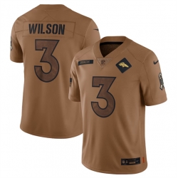 Men Denver Broncos 3 Russell Wilson 2023 Brown Salute To Service Limited Stitched Football Jersey