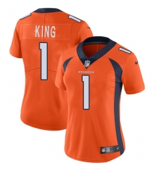 Nike Broncos #1 Marquette King Orange Team Color Womens Stitched NFL Vapor Untouchable Limited Jersey