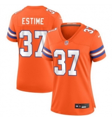 Women Denver Broncos 37 Audric Estime Orange Mile High Collection 1977 Throwback Stitched Jersey