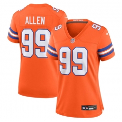 Women Denver Broncos 99 Zach Allen Orange Mile High Collection 1977 Throwback Stitched Jersey