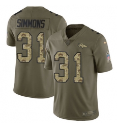 Youth Nike Broncos #31 Justin Simmons Olive Camo Stitched NFL Limited 2017 Salute to Service Jersey