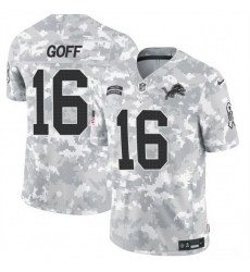 Men Detroit Lions 16 Jared Goff 2024 F U S E Arctic Camo Salute To Service Limited Stitched Football Jersey